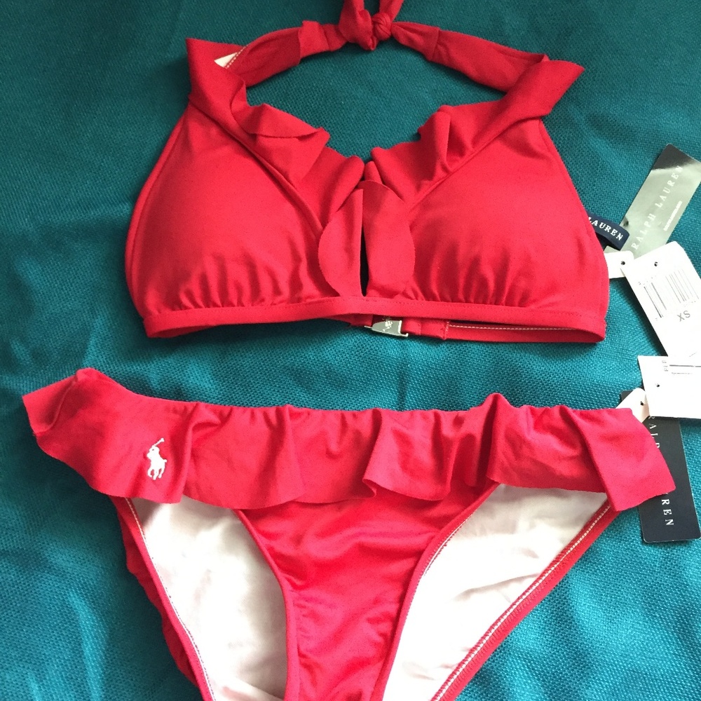 NWT Ralph Lauren Blue Label Ruffle Bikini Sz XS